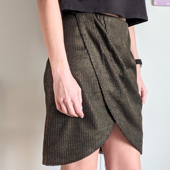 Black and gold metallic midi skirt Indi&Cold - Picture 2 of 6